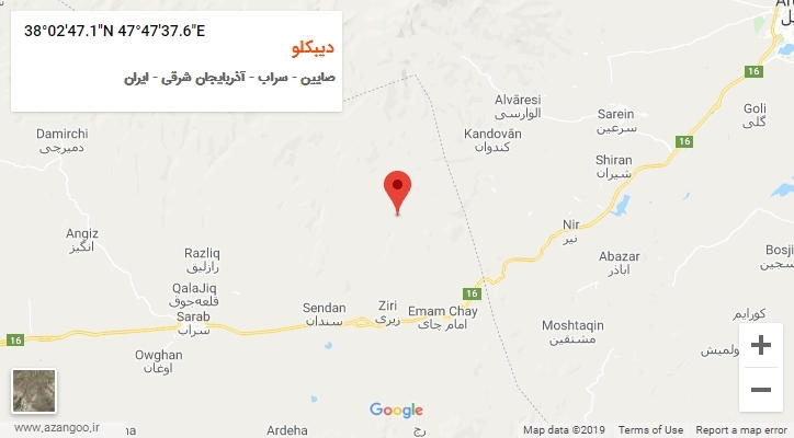 روستای دیبکلو بر روی نقشه
