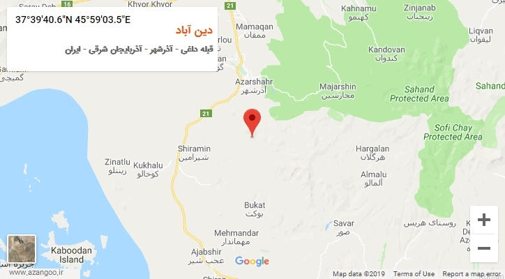 روستای دین آباد بر روی نقشه