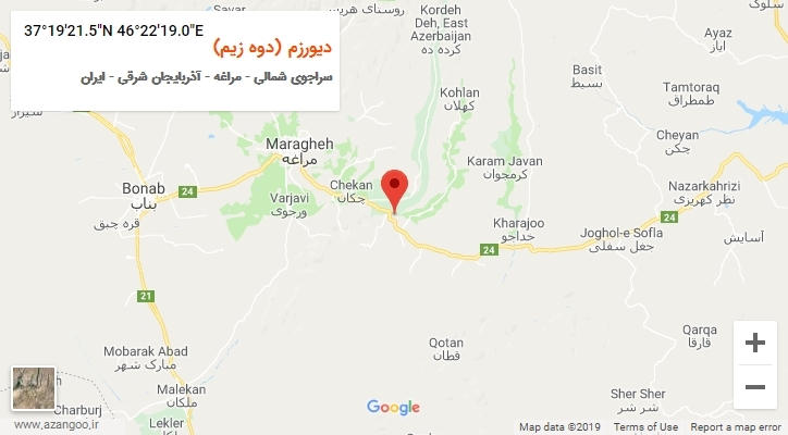 روستای دیورزم (دوه زیم) بر روی نقشه