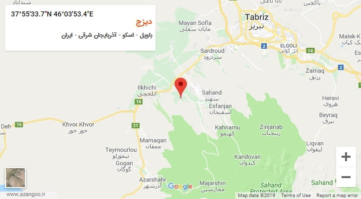 روستای دیزج بر روی نقشه