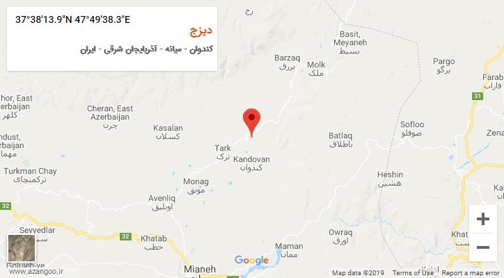 روستای دیزج بر روی نقشه