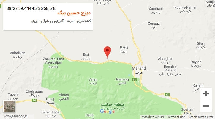 روستای دیزج حسین بیگ بر روی نقشه