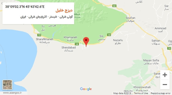 روستای دیزج خلیل بر روی نقشه
