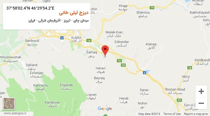 روستای دیزج لیلی خانی بر روی نقشه