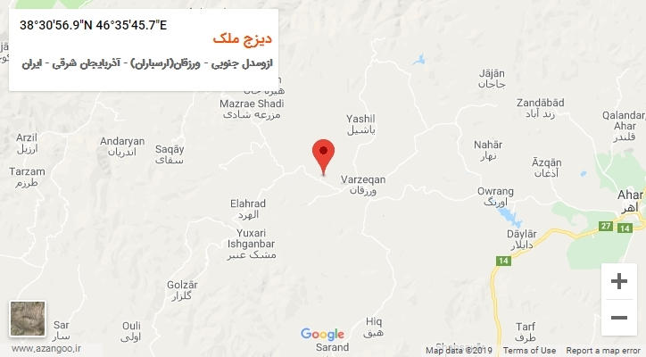 روستای دیزج ملک بر روی نقشه