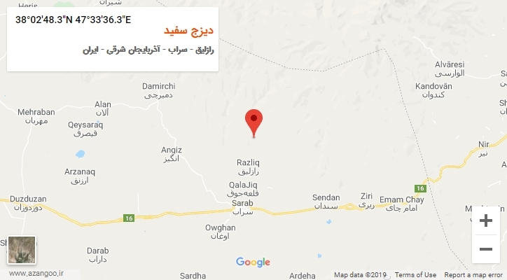 روستای دیزج سفید بر روی نقشه