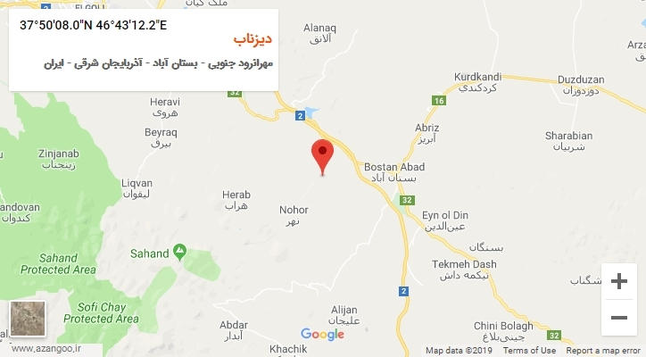 روستای دیزناب بر روی نقشه