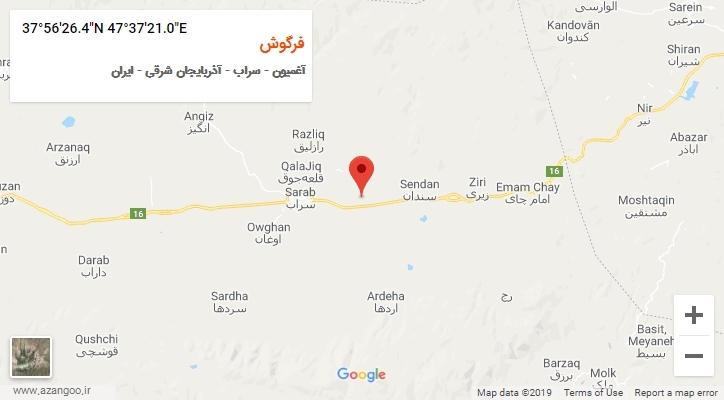 روستای فرگوش بر روی نقشه