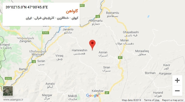 روستای گاواهن بر روی نقشه