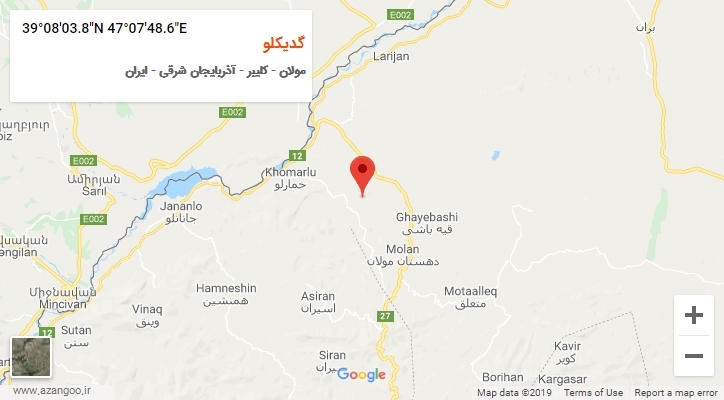 روستای گدیکلو بر روی نقشه