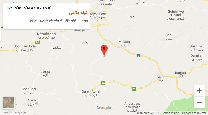 روستای قبله بلاغی بر روی نقشه