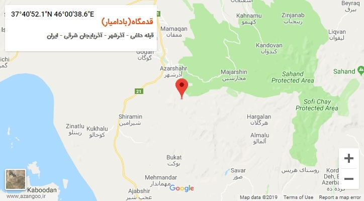 روستای قدمگاه(بادامیار) بر روی نقشه