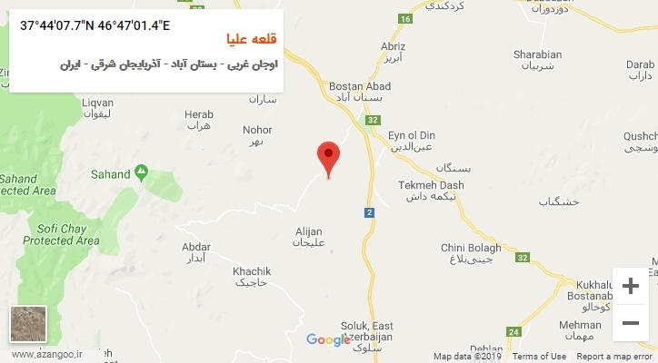 روستای قلعه علیا بر روی نقشه
