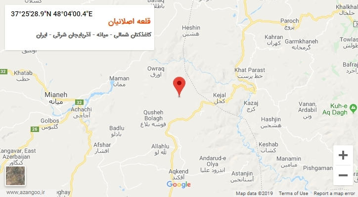 روستای قلعه اصلانیان بر روی نقشه