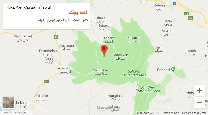 روستای قلعه بجک بر روی نقشه