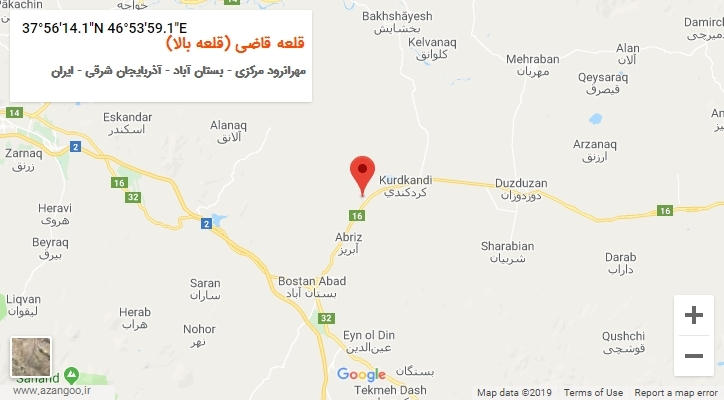 روستای قلعه قاضی (قلعه بالا) بر روی نقشه