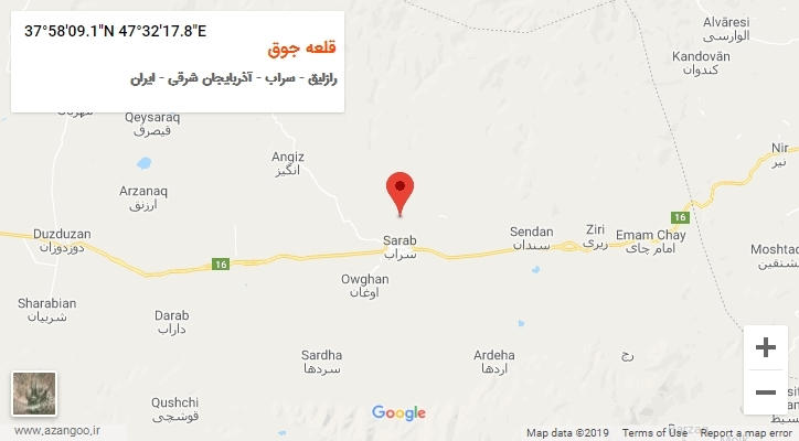 روستای قلعه جوق بر روی نقشه