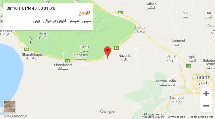 روستای غلاملو بر روی نقشه
