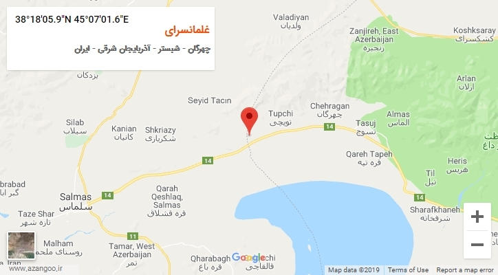 روستای غلمانسرای بر روی نقشه