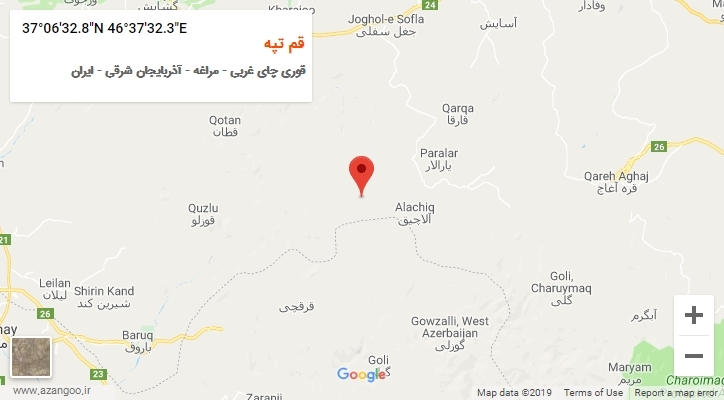 روستای قم تپه بر روی نقشه