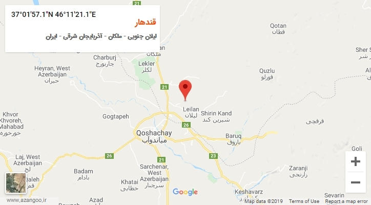 روستای قندهار بر روی نقشه