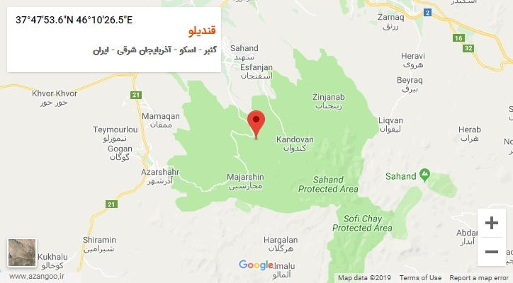 روستای قندیلو بر روی نقشه