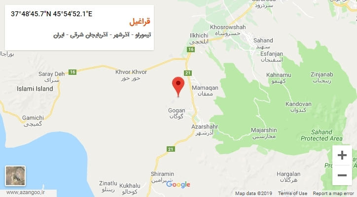 روستای قراغیل بر روی نقشه