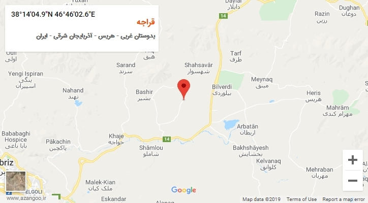 روستای قراجه بر روی نقشه