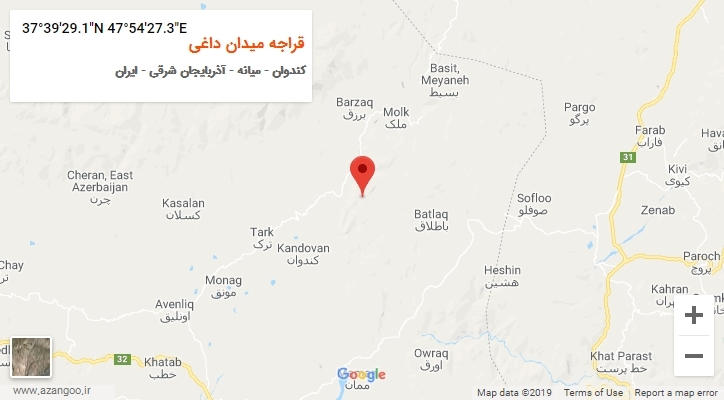 روستای قراجه میدان داغی بر روی نقشه