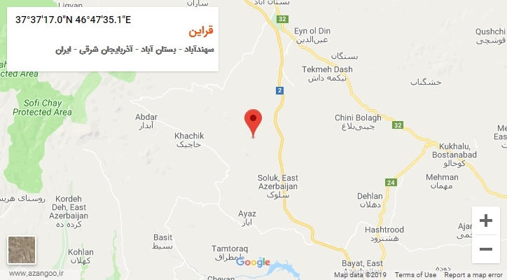 روستای قراین بر روی نقشه