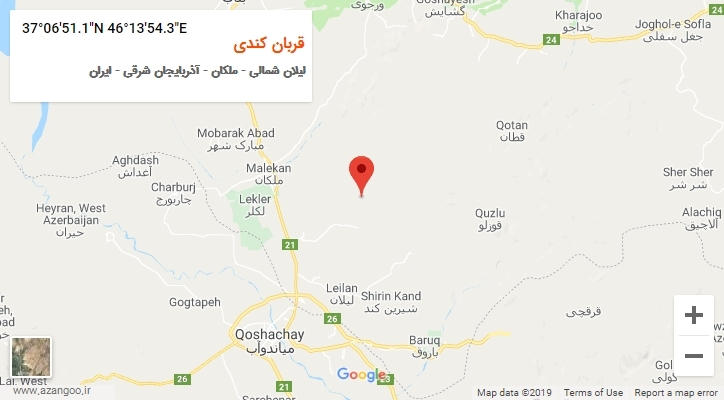 روستای قربان کندی بر روی نقشه