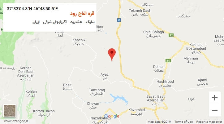 روستای قره اغاج رود بر روی نقشه
