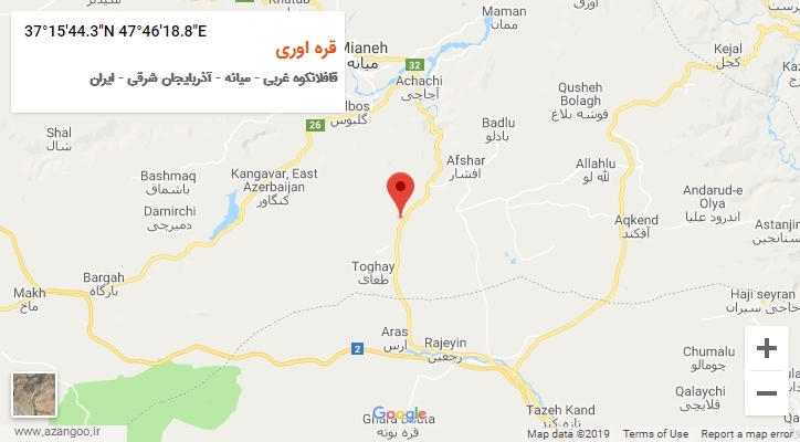 روستای قره اوری بر روی نقشه