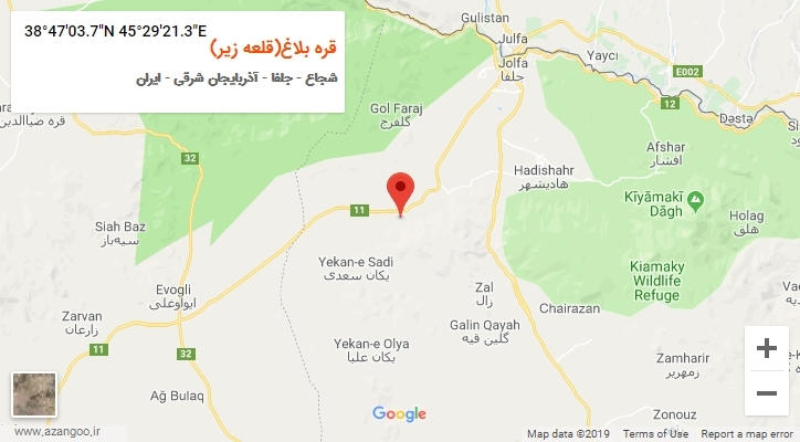 روستای قره بلاغ(قلعه زیر) بر روی نقشه