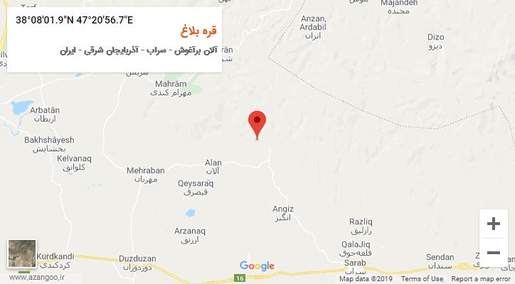روستای قره بلاغ بر روی نقشه