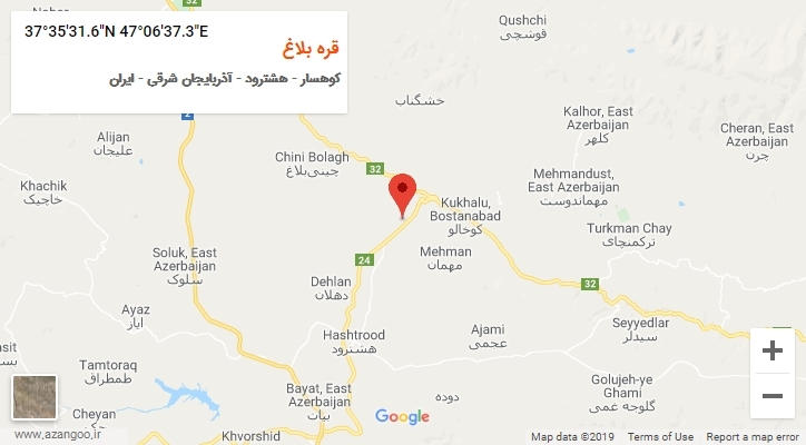 روستای قره بلاغ بر روی نقشه