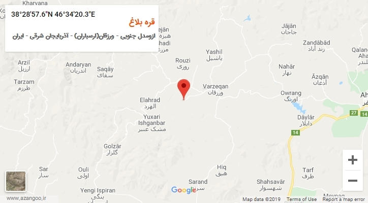 روستای قره بلاغ بر روی نقشه
