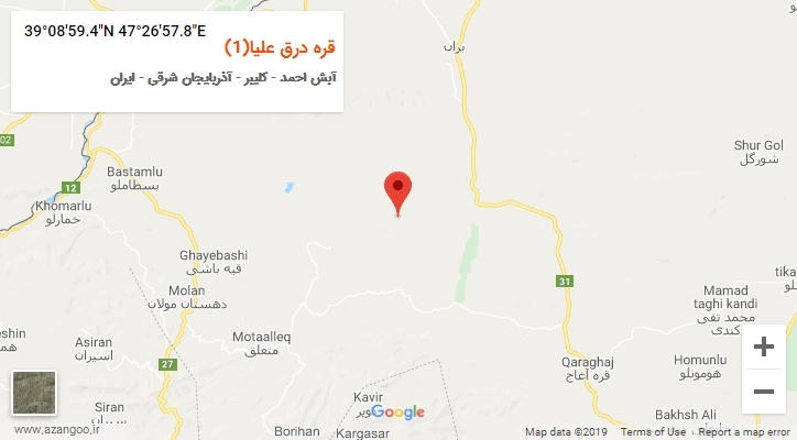 روستای قره درق علیا(1) بر روی نقشه