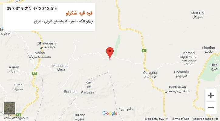 روستای قره قیه شکرلو بر روی نقشه