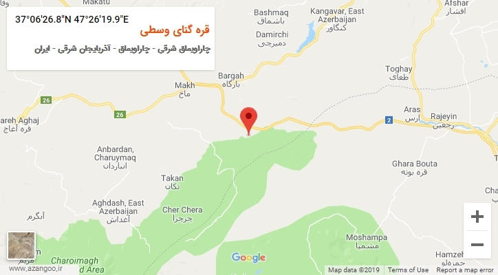 روستای قره گنای وسطی بر روی نقشه