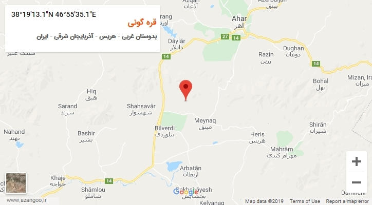 روستای قره گونی بر روی نقشه