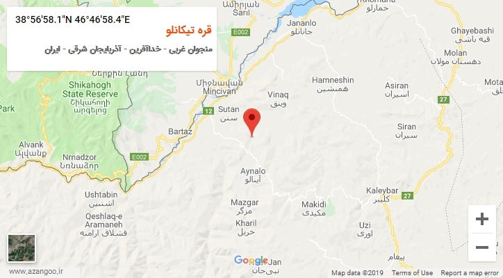 روستای قره تیکانلو بر روی نقشه