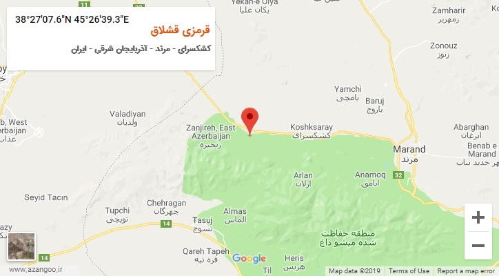 روستای قرمزی قشلاق بر روی نقشه