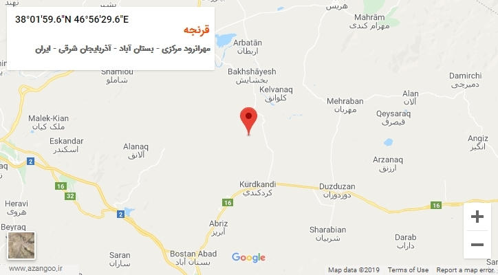 روستای قرنجه بر روی نقشه