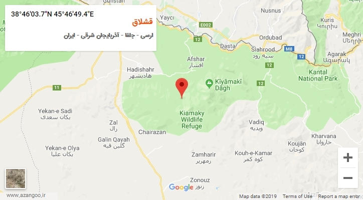 روستای قشلاق بر روی نقشه