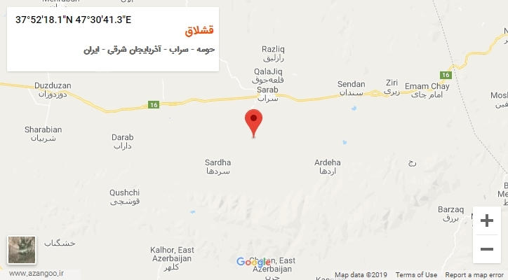 روستای قشلاق بر روی نقشه
