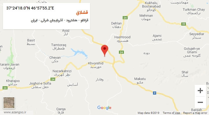 روستای قشلاق بر روی نقشه