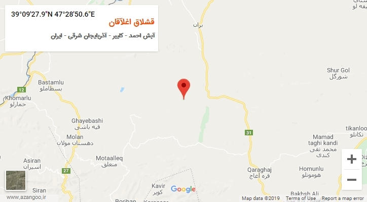 روستای قشلاق اغلآقان بر روی نقشه