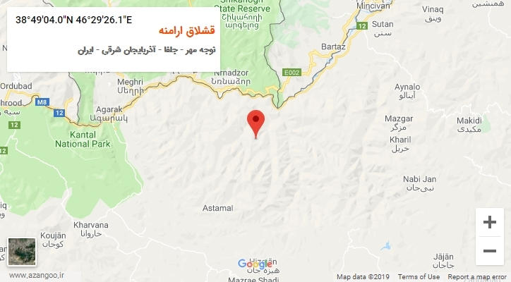 روستای قشلاق ارامنه بر روی نقشه