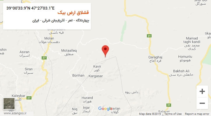 روستای قشلاق ارض بیک بر روی نقشه